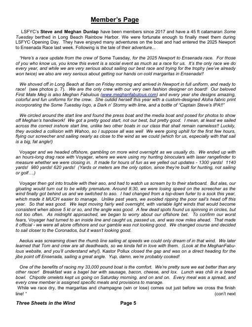 May 2025 newsletter, Member&rsquo;s Page