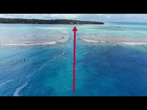 A frame from our film coming into the Aitutaki pass
