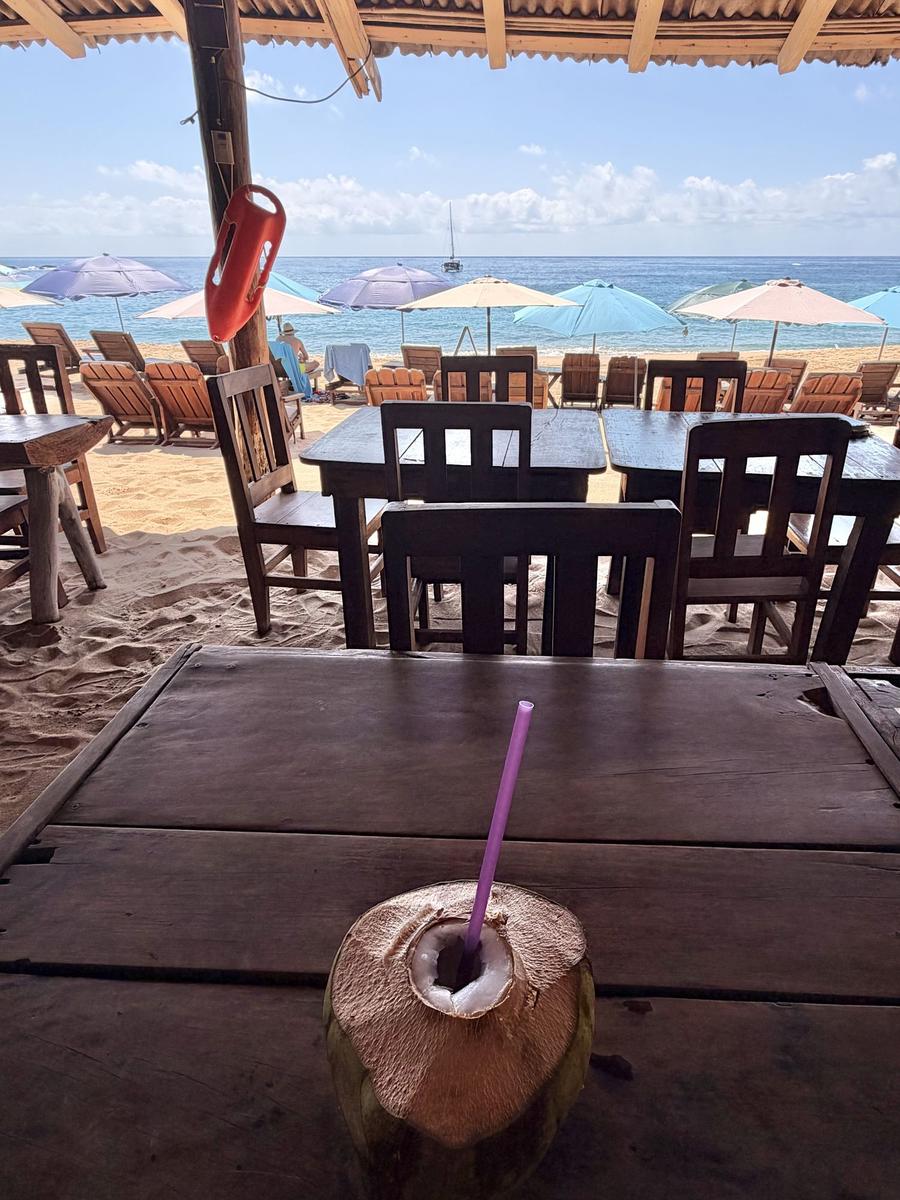 Anchored off the beach at Mazunte