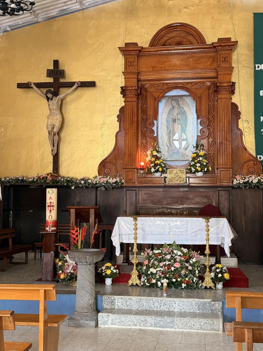 The white church on the plaza in Zihuatanejo