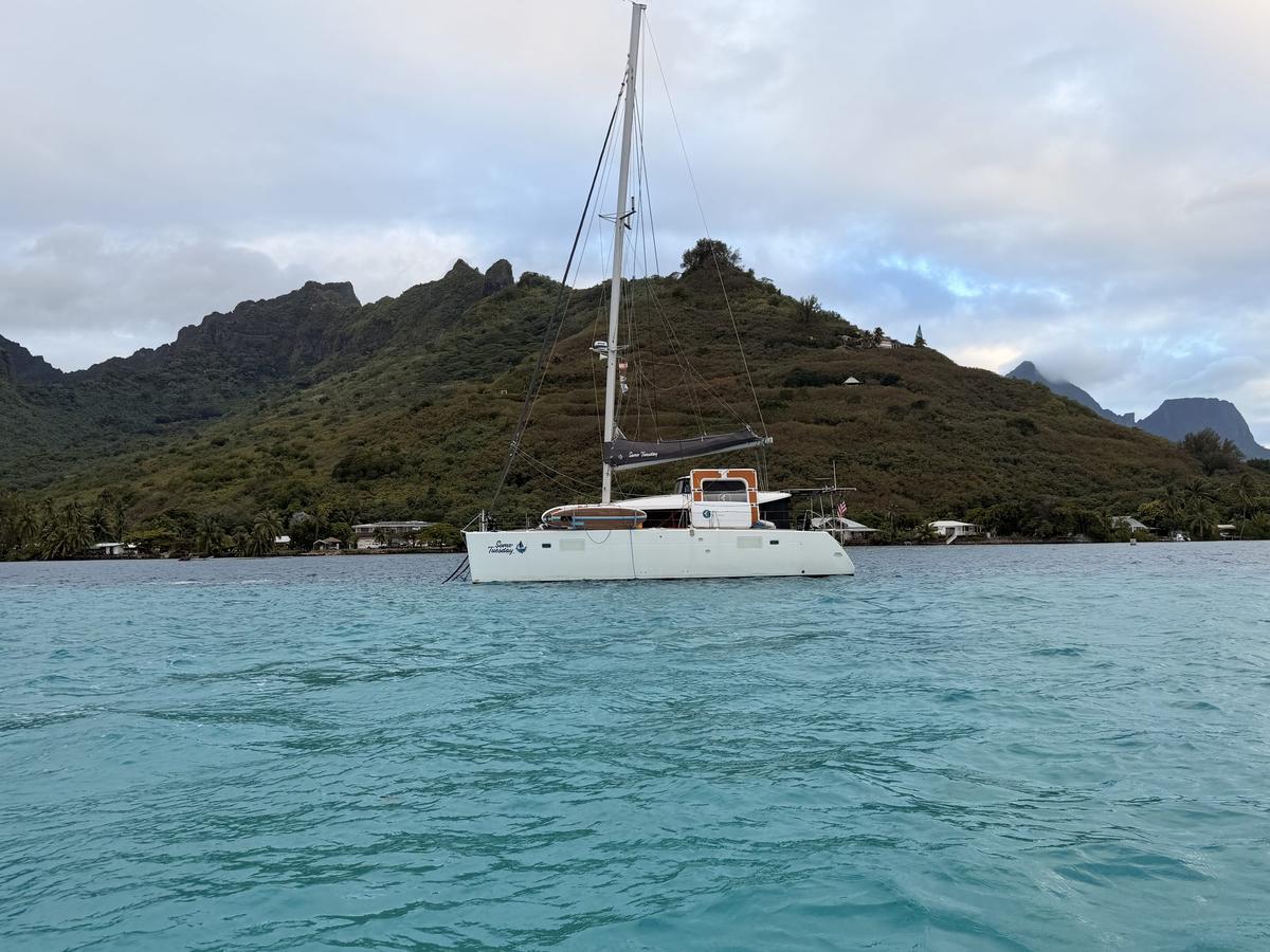 Some Tuesday at anchor under the peaks of Moorea, French Polynesia